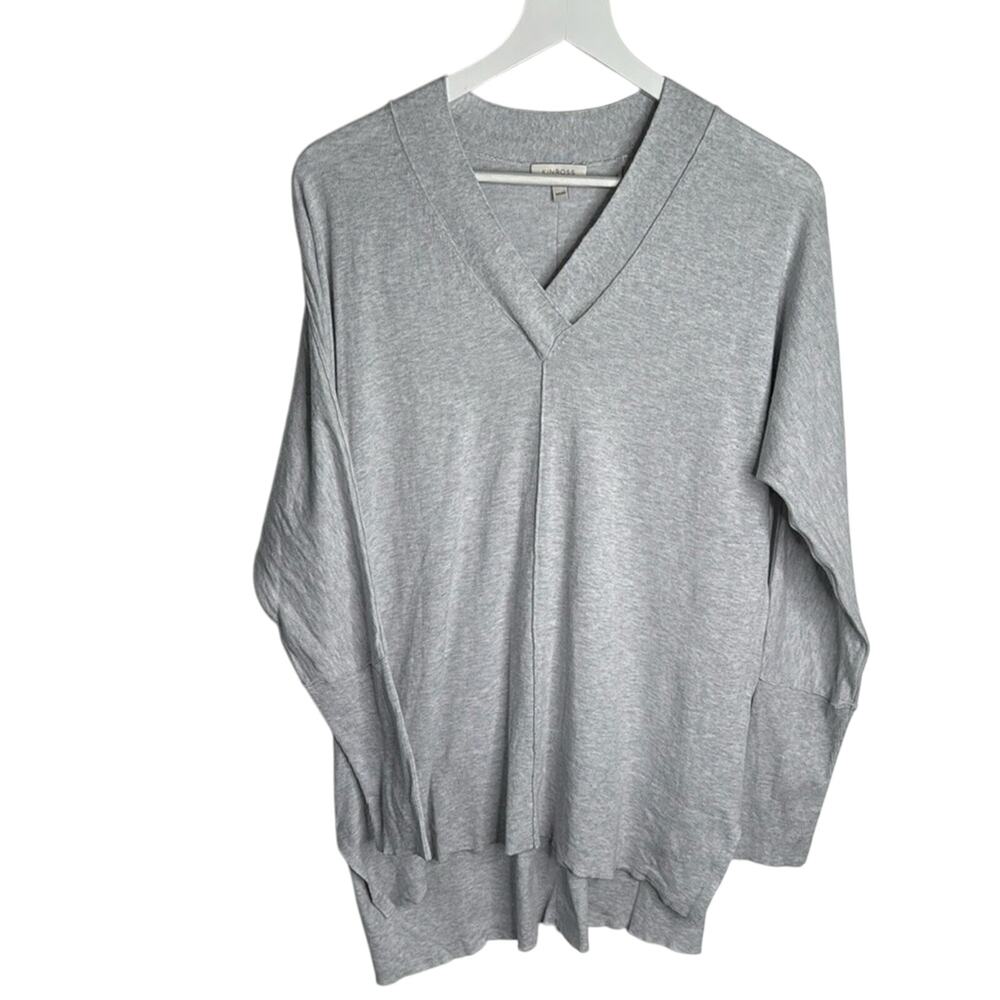 Kinross Cashmere Hi-Low V-neck Long-sleeve Sweater W1549 Sz M
